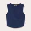 D&eacute;bardeur cropped bleu fonc&eacute; femme