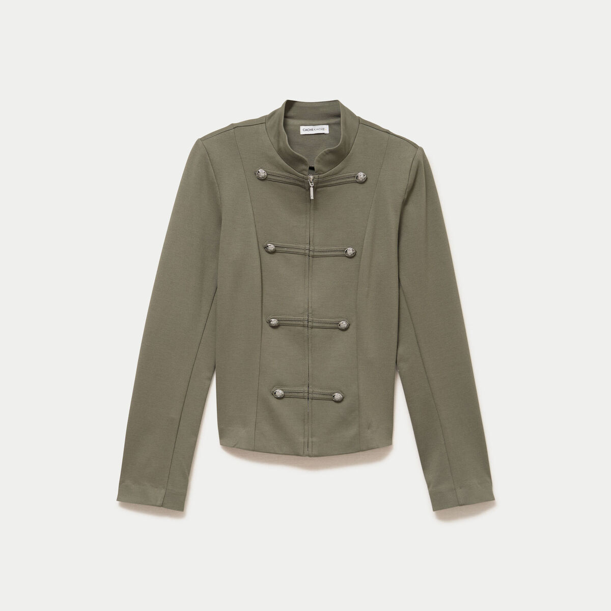 Veste ajust&eacute;e manches longues vert kaki femme