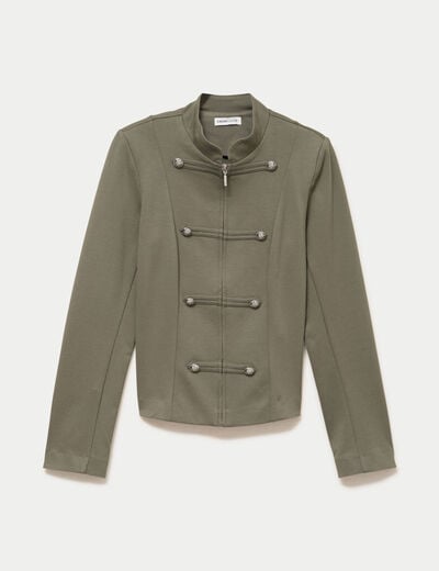 Veste ajust&eacute;e manches longues vert kaki femme