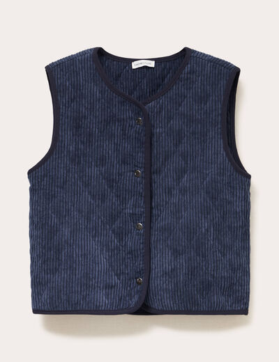 Gilet sans manches velours bleu marine femme