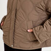 Veste droite &agrave; capuche manches longues taupe femme