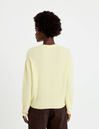 Gilet manches longues jaune clair femme