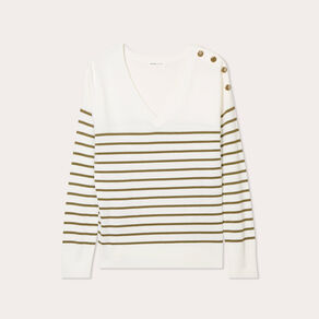 pull manches longues col en v vert olive femme Pull manches longues col en V vert olive femme