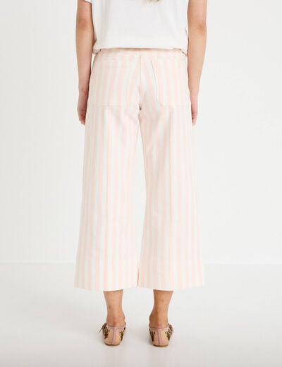 Pantalon bootcut 3/4 taille haute blanc femme