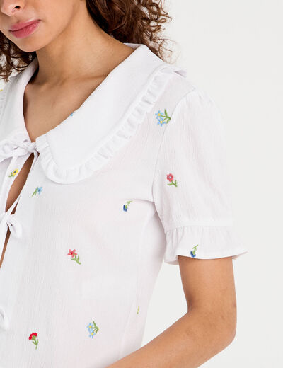 Blouse nouée blanc femme