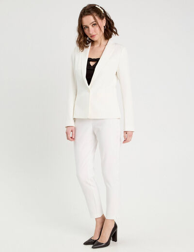 Veste blazer droite ecru femme