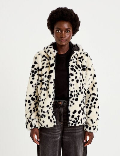 Parka r&eacute;versible &agrave; capuche blanc femme