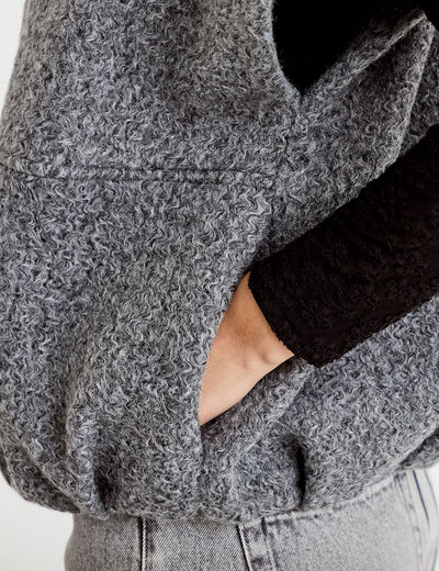 Veste oversize sans manches col rond gris clair femme