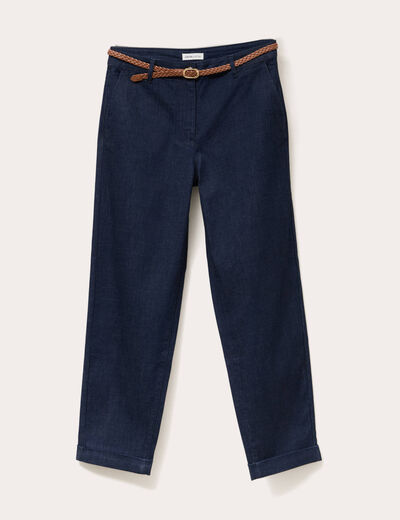 Jeans chino avec ceinture denim brut femme