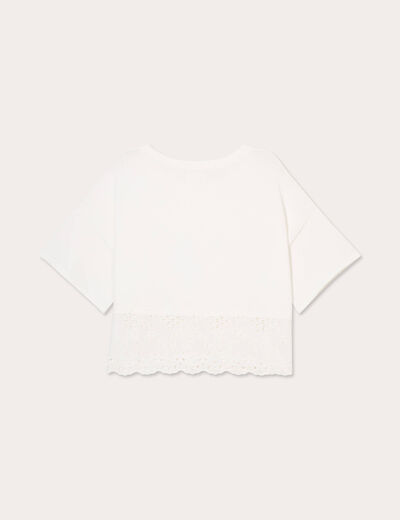 Pull manches courtes blanc femme