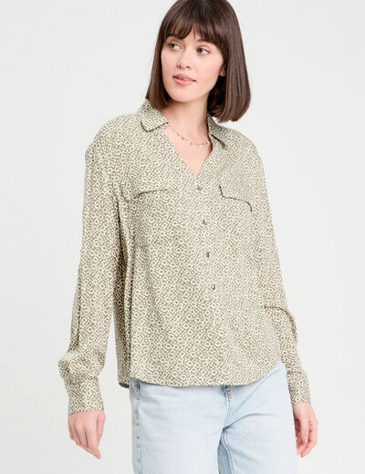 Chemise manches longues vert olive femme