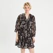 Robe évasée manches 3/4 noir femme