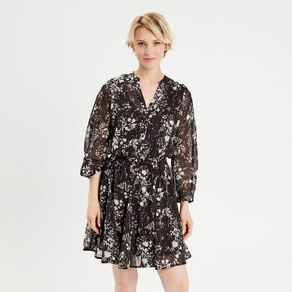 robe evasee manches 34 noir femme Robe évasée manches 3/4 noir femme