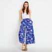 Pantalon large 3/4 taille standard bleu marine femme