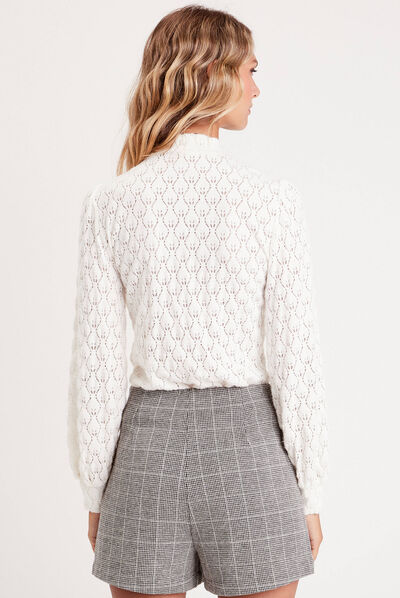 Pull manches longues ecru femme
