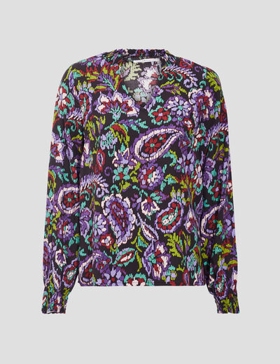 Blouse manches longues noir femme