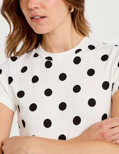 Top ajust&eacute; col rond manches courtes blanc femme