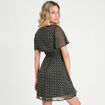 Robe évasée manches courtes noir femme