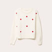 Pull &agrave; motifs coeurs ecru femme