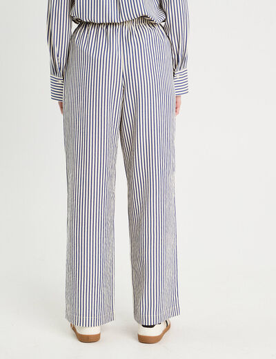 Pantalon large bleu marine femme