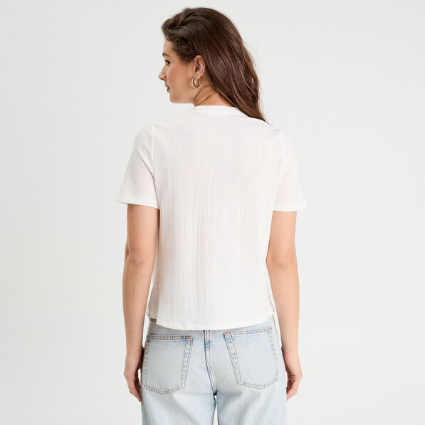 Blouse manches courtes ecru femme