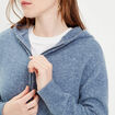 Gilet manches longues capuche bleu femme
