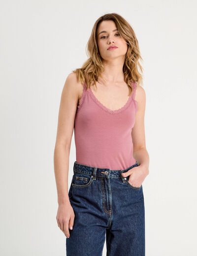 Débardeur sans manches vieux rose femme