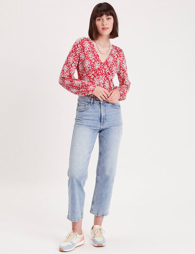 T-shirt manches longues rouge femme