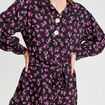 Robe courte droite col chemise noir femme