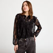 Blouse col rond manches longues dentelle noir femme