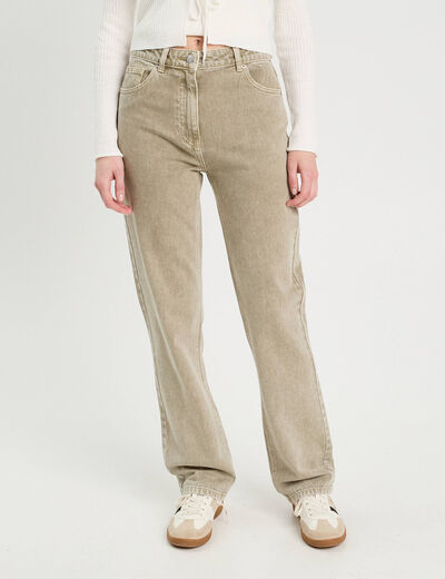 Jeans regular 5 poches vert pastel femme
