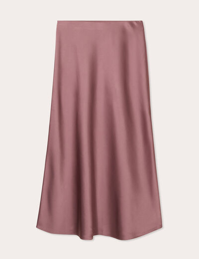 Jupe longue trapèze satin vieux rose femme