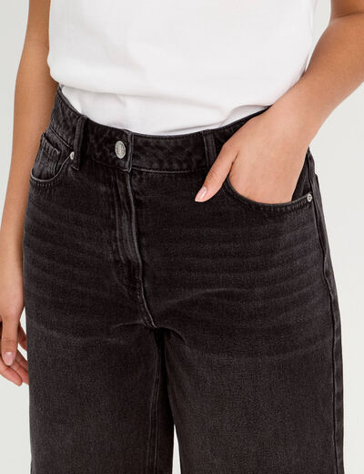 Bermuda large en jean denim noir femme