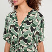 Robe chemise évasée fluide vert femme