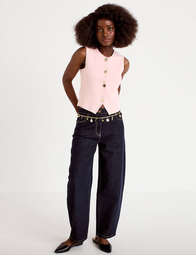 Gilet sans manches cropped rose clair femme
