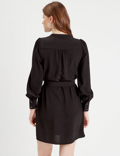 Robe droite ceinturée noir femme