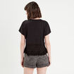 T-shirt franges crochet noir femme