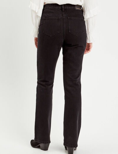 Jeans flare poches plaquées denim noir femme