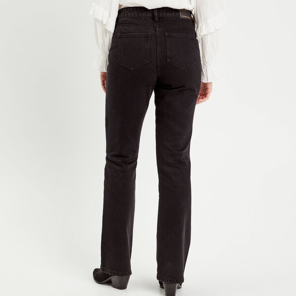 Jeans flare poches plaquées denim noir femme
