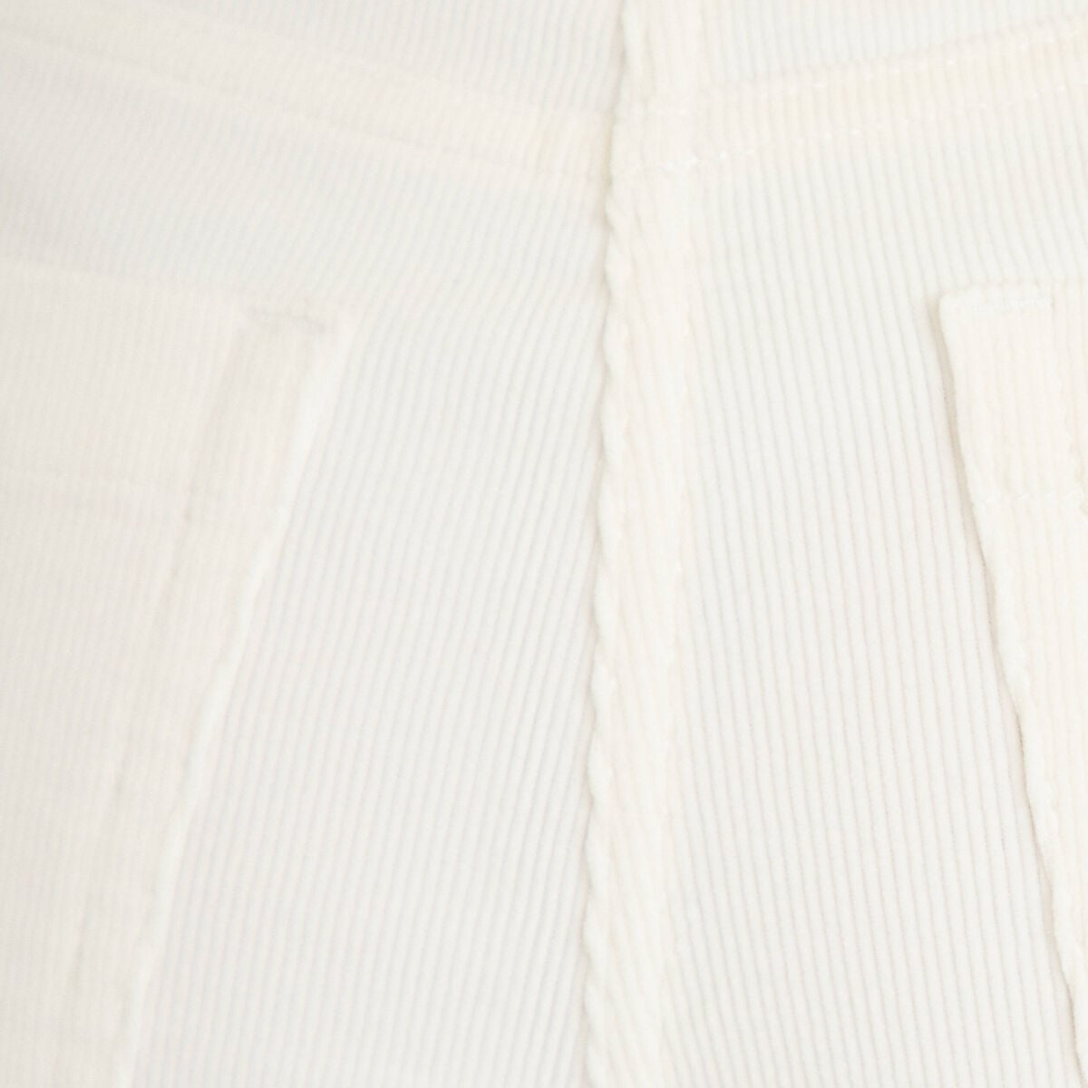 Pantalon taille haute velours ecru femme