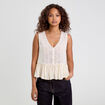 Blouse sans manches dentelle ecru femme