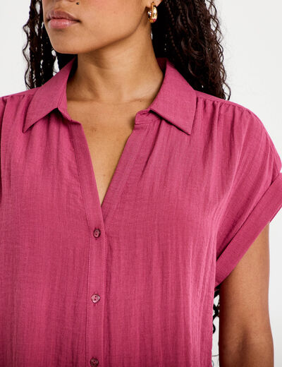 Blouse manches courtes prune femme