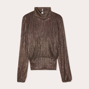 Blouse col montant vert kaki femme