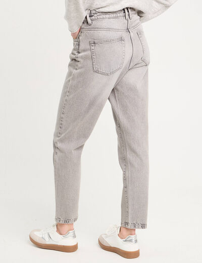 Jeans mom taille haute denim gris femme