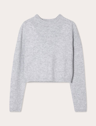 Pull manches longues cropped gris foncé femme
