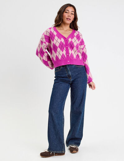Gilet manches longues rose femme