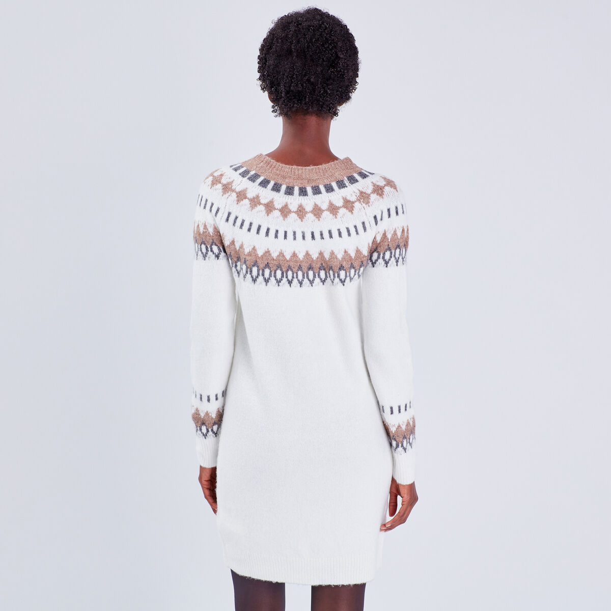 Robe pull droite ecru femme