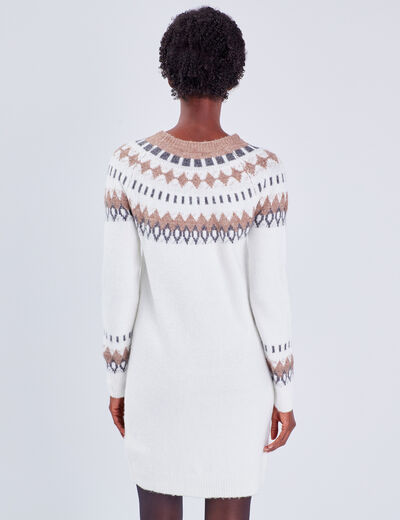 Robe pull droite ecru femme