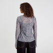 T-shirt manches longues noeuds bleu gris femme