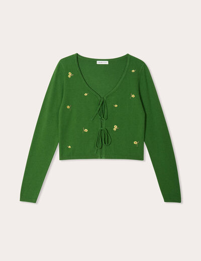 Gilet avec broderie vert femme